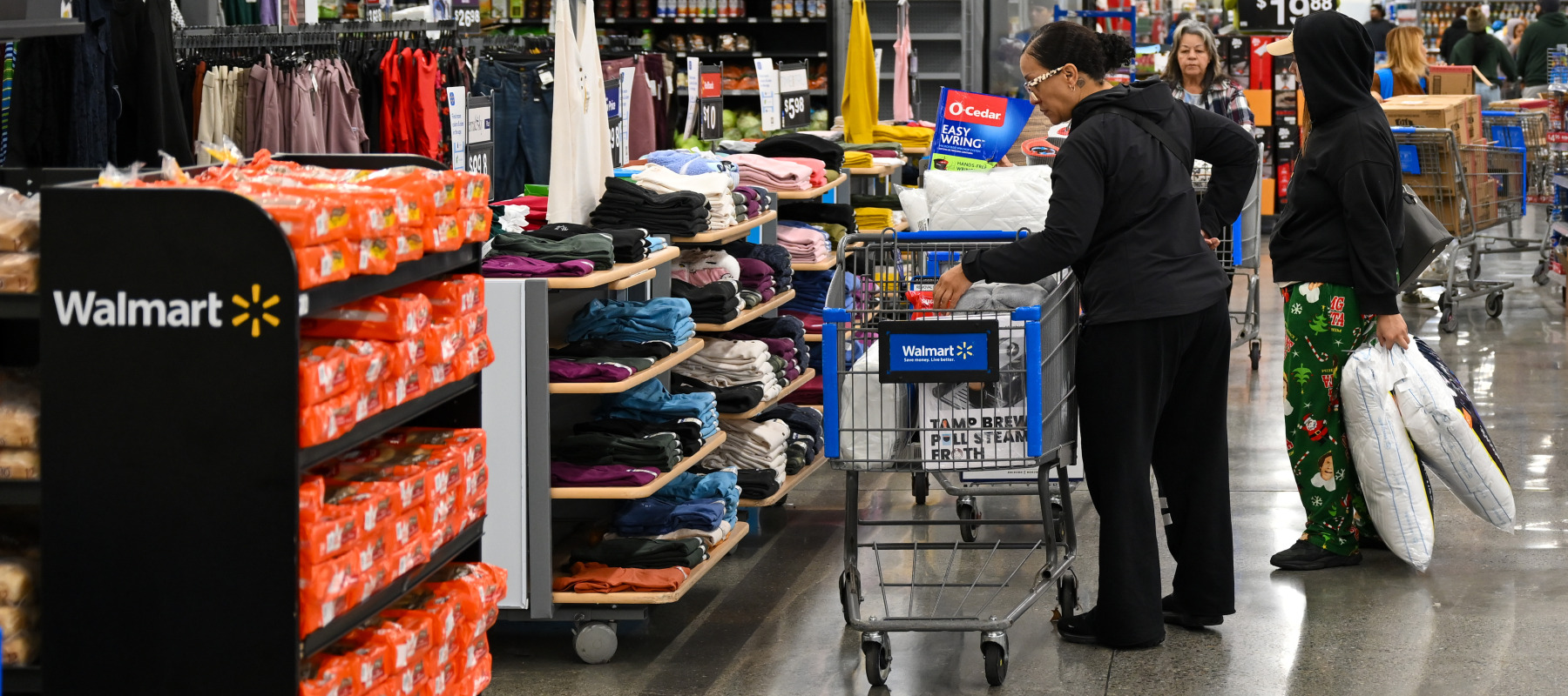 People shopping at Walmart.