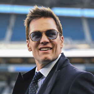 Former NFL player Tom Brady looks on prior to a game between the Los Angeles Rams and the Seattle Seahawk.