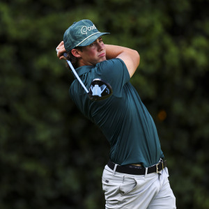 Garrett Clark of Good Good Golf hits a tee shot on the 13th hole during the 2024 Creator Classic prior to the TOUR Championship at East Lake Golf Club.