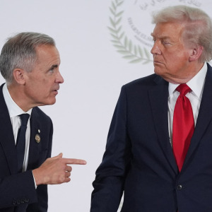 A photo of Mark Carney and Donald Trump