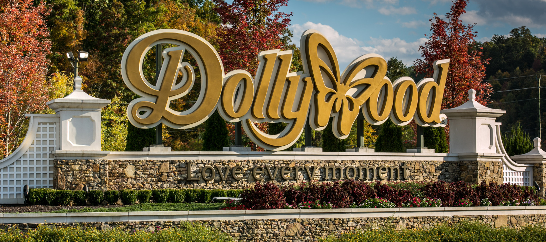 The entrance to Dollywood is viewed on October 18, 2016 in Pigeon Forge, Tennessee.