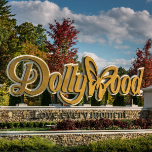 The entrance to Dollywood is viewed on October 18, 2016 in Pigeon Forge, Tennessee.