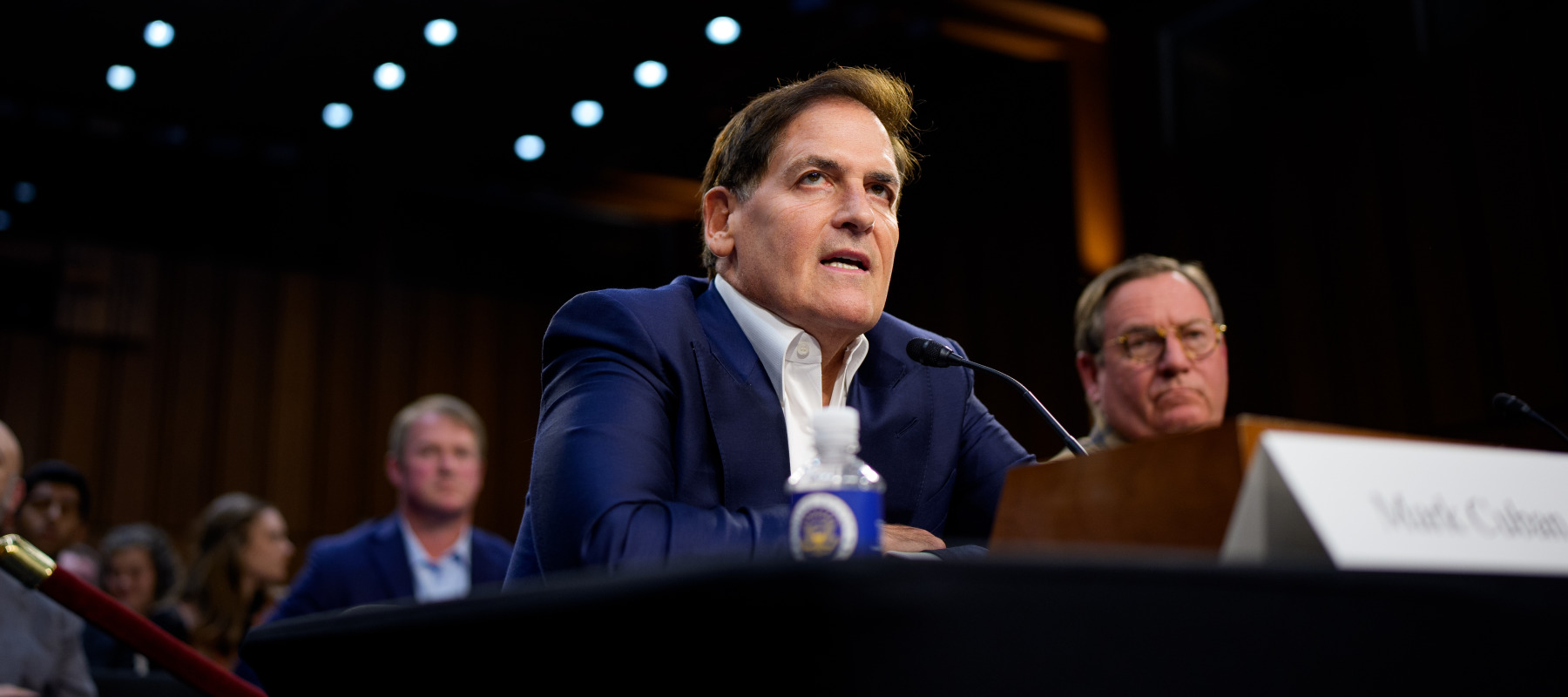 Mark Cuban speaks during a Senate Committee on Aging hearing on Capitol Hill.