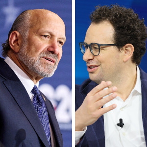 On the left, U.S. Commerce Secretary Howard Lutnick and on the right, Anthropic CEO Dario Amodei.