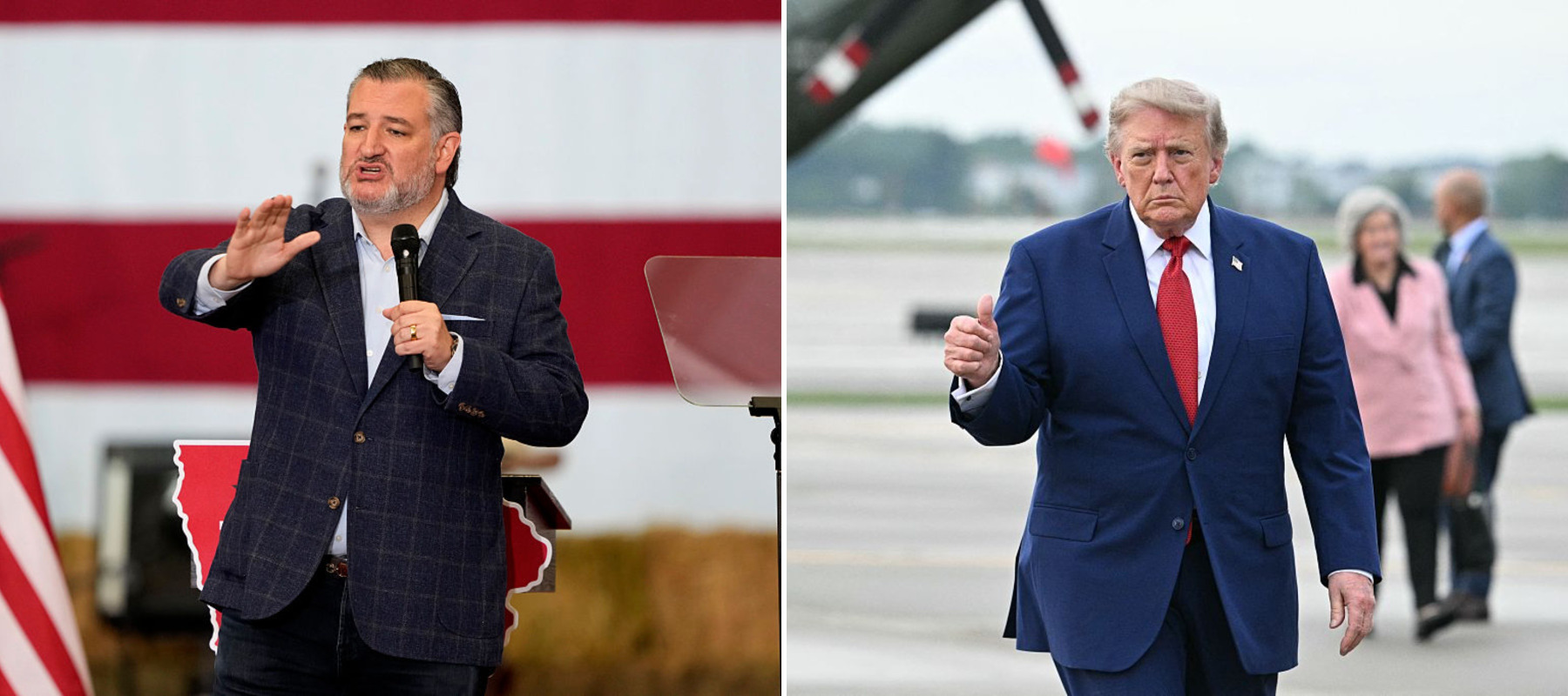 Photos of Senator Ted Cruz and President Donald Trump