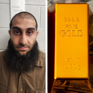 Muzamil Ahmed pictured alongside gold and cash.