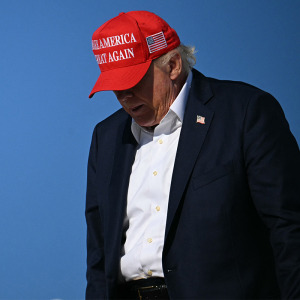 A two-column photo collage of Patagonia CEO Ryan Gellert and U.S. President Donald Trump.