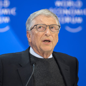 Microsoft co-founder Bill Gates attends a session at the World Economic Forum.