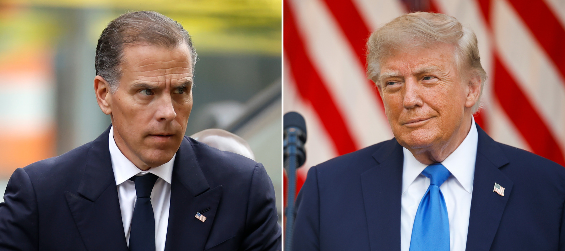 On the left, Hunter Biden, and on the right, President Trump.