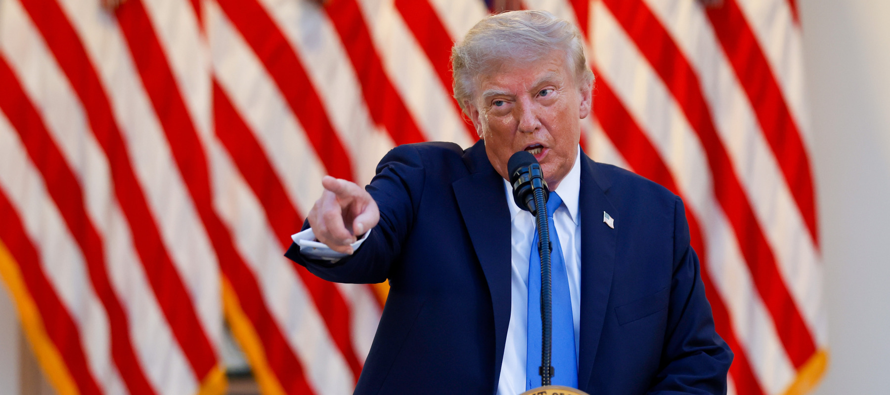 U.S. President Donald Trump speaks as he hosts a dinner in the Rose Garden at the White House on Sept. 2.