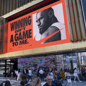 Nike billboard featuring basketball star Lebron James.