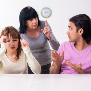 Mother-in-law arguing with couple.