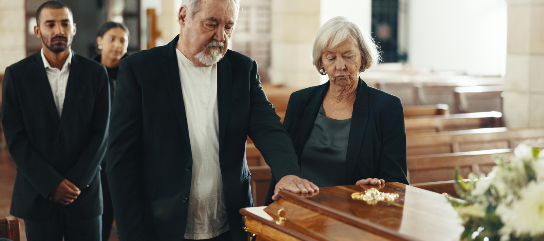 family at a funeral