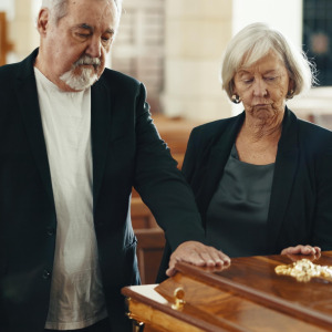 family at a funeral