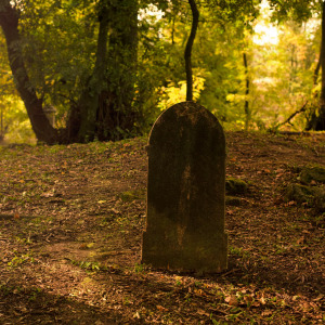 A photo of a tombstone