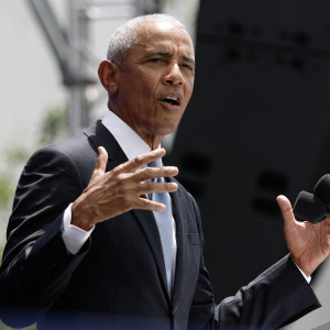 Former U.S. president Barack Obama speaks during opening day of the Barack Obama Presidential Center in Chicago, Illinois.