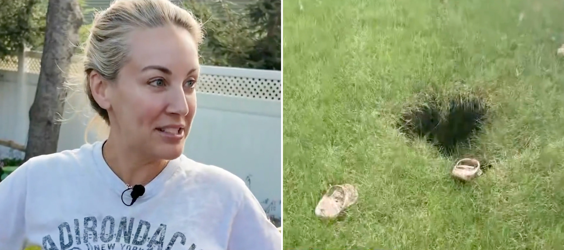 woman and sinkhole