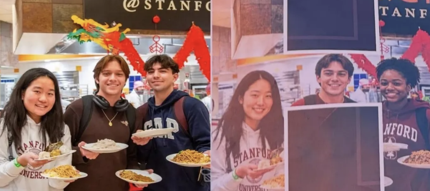 The original photo taken for the campus ad next to the AI-altered image on the right.