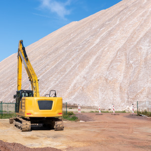A potash mine where the essential, bulky raw material is processed.