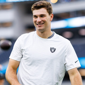 Fernando Mendoza #15 of the Las Vegas Raiders stands on the field prior to an NFL football game against the Los Angeles Chargers at SoFi Stadium on September 20, 2026.