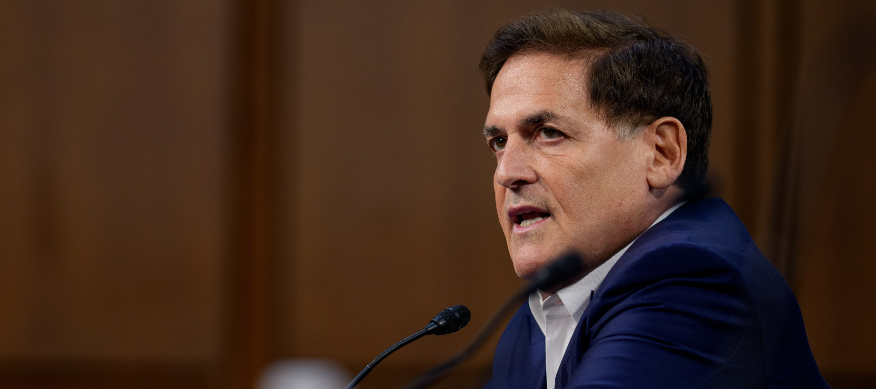 Entrepreneur and Cost Plus Drug Company (MCCPDC) Co-Founder Mark Cuban speaks during a Senate Committee in 2025.