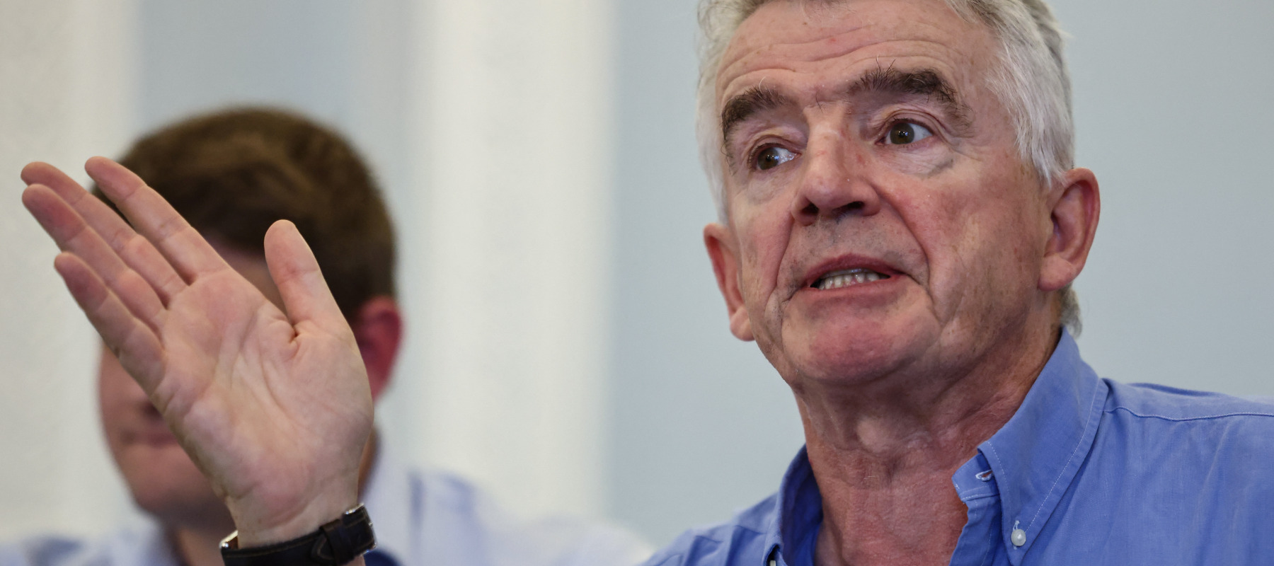 Michael O'Leary takes part in a press conference in London on September 23, 2026.