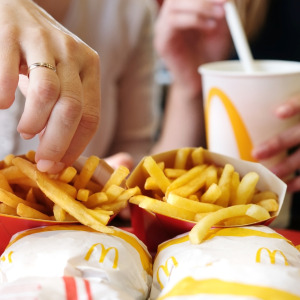 People eating McDonald's.