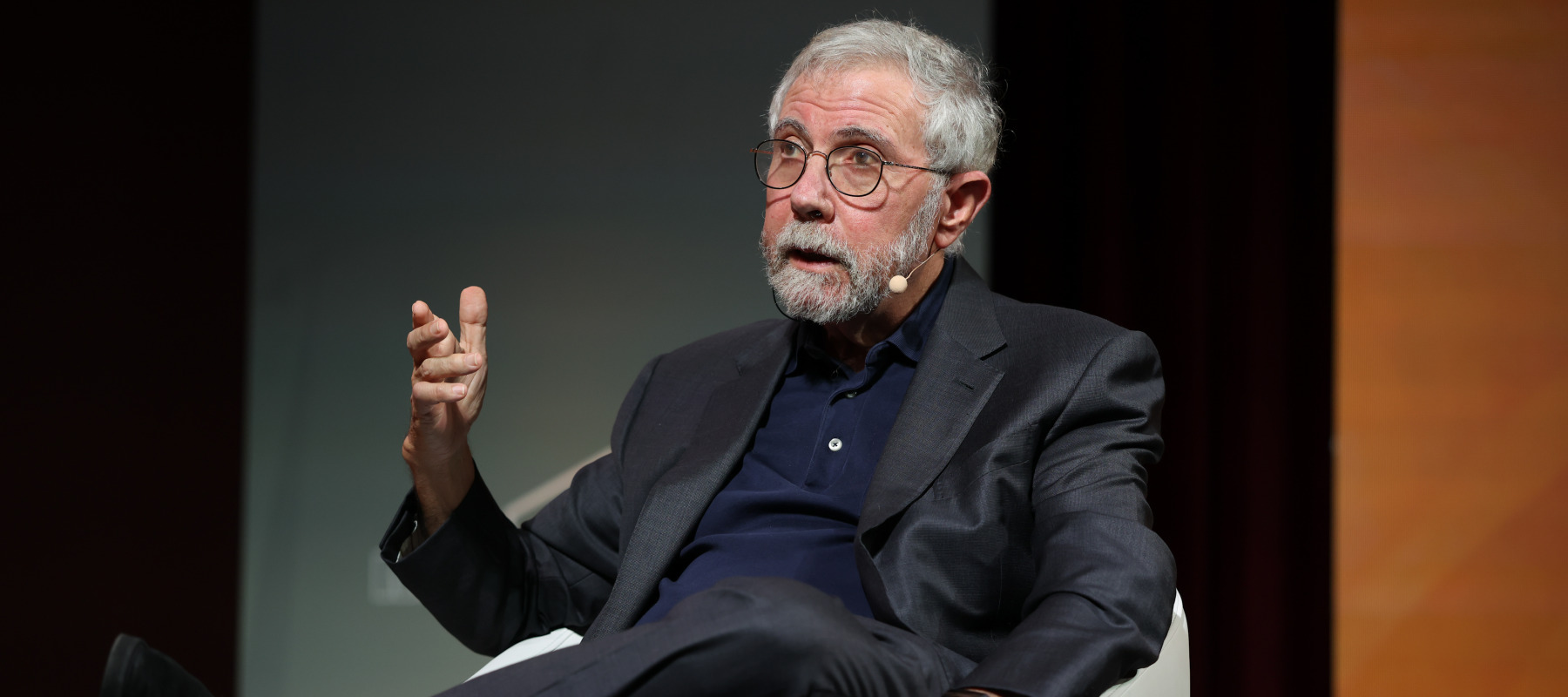 The Nobel Prize in Economics Paul Krugman speaks during the Metafuturo 2025 forum.