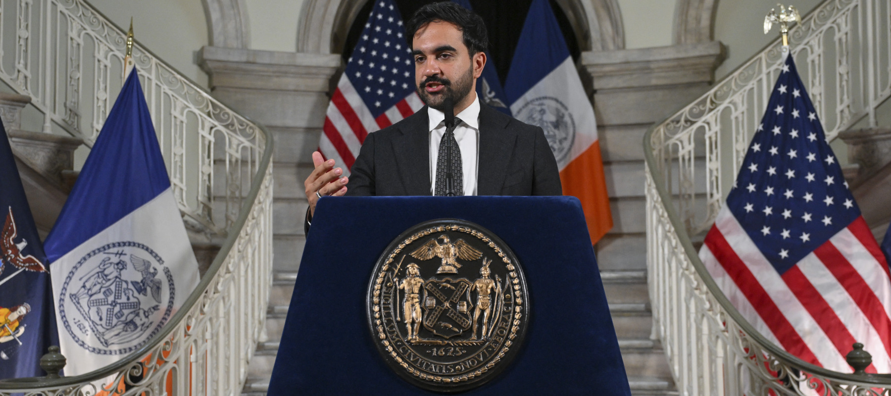 New York City Mayor Zohran Mamdani speaks during a news conference.