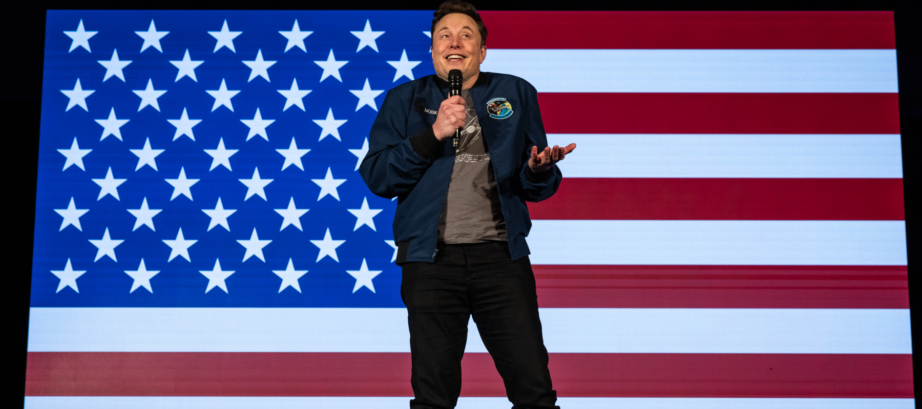 Elon Musk speaks during an America PAC town hall.