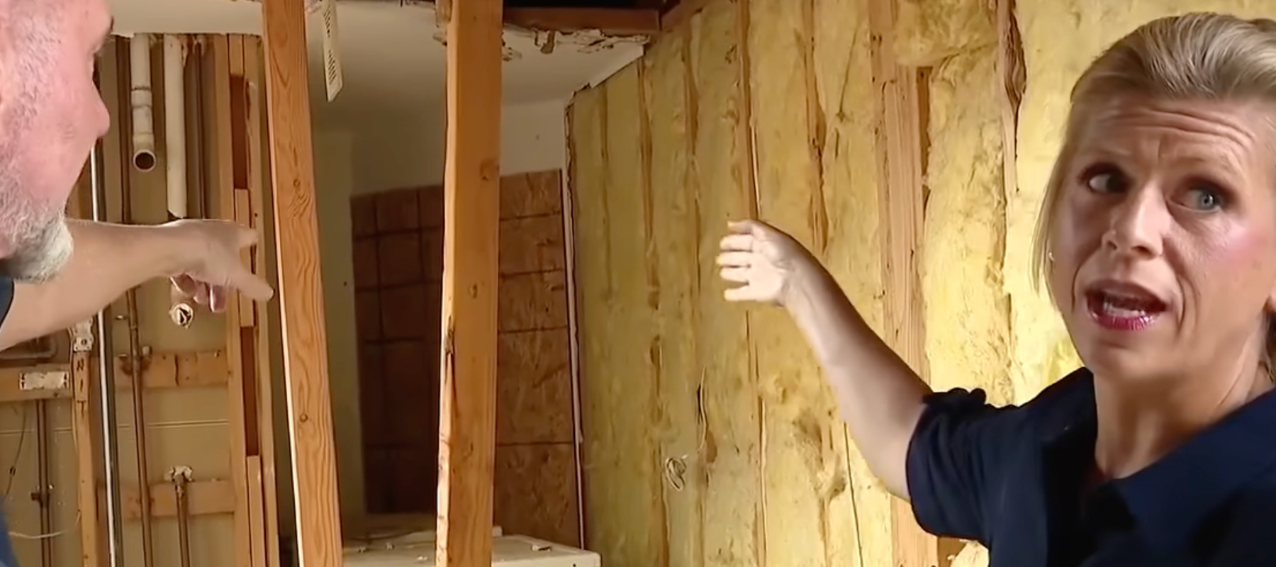 Richard and Amanda Finley showing their unfinished home renovations