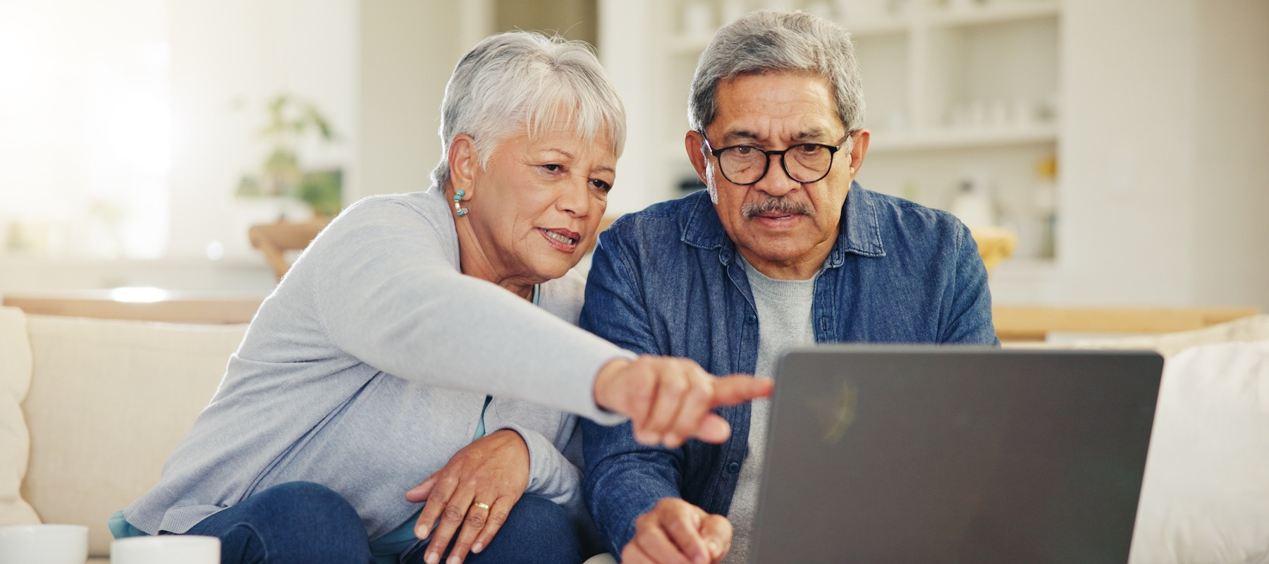 Seniors looking at their finances.
