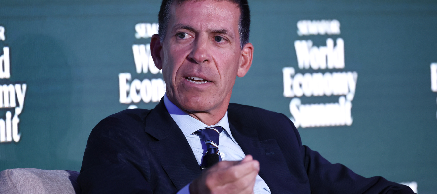 John Waldron, President, Goldman Sachs speaks onstage during the Semafor World Economy Summit Fall Edition at Gallup HQ.