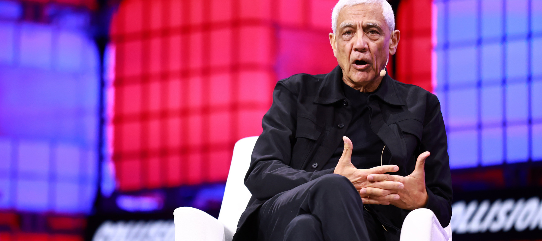 Vinod Khosla speaks on Centre Stage during day one of Collision 2024.