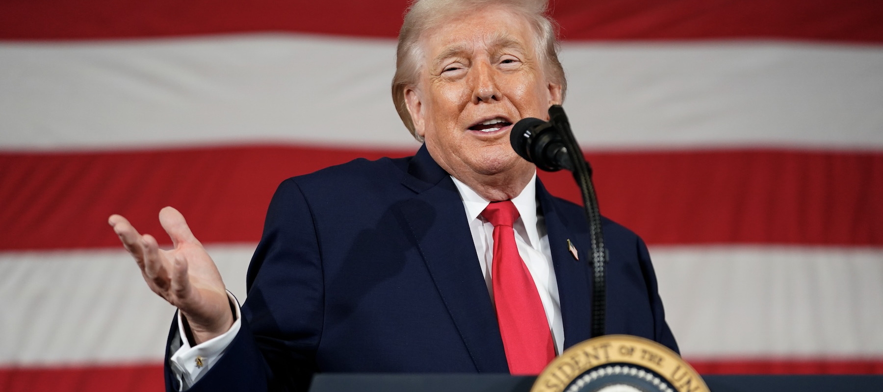 President Donald Trump speaking at an event.
