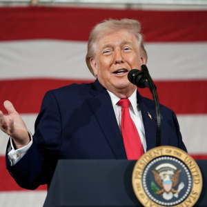 President Donald Trump speaking at an event.