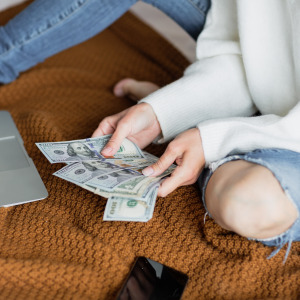 young woman money