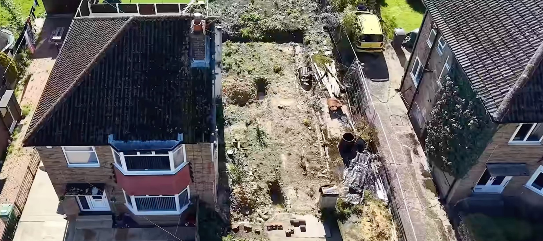 A photo of a demolished semi-detached house in Leeds