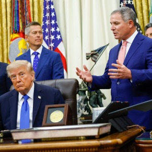 A photo of Donald Trump and Geoff Freeman