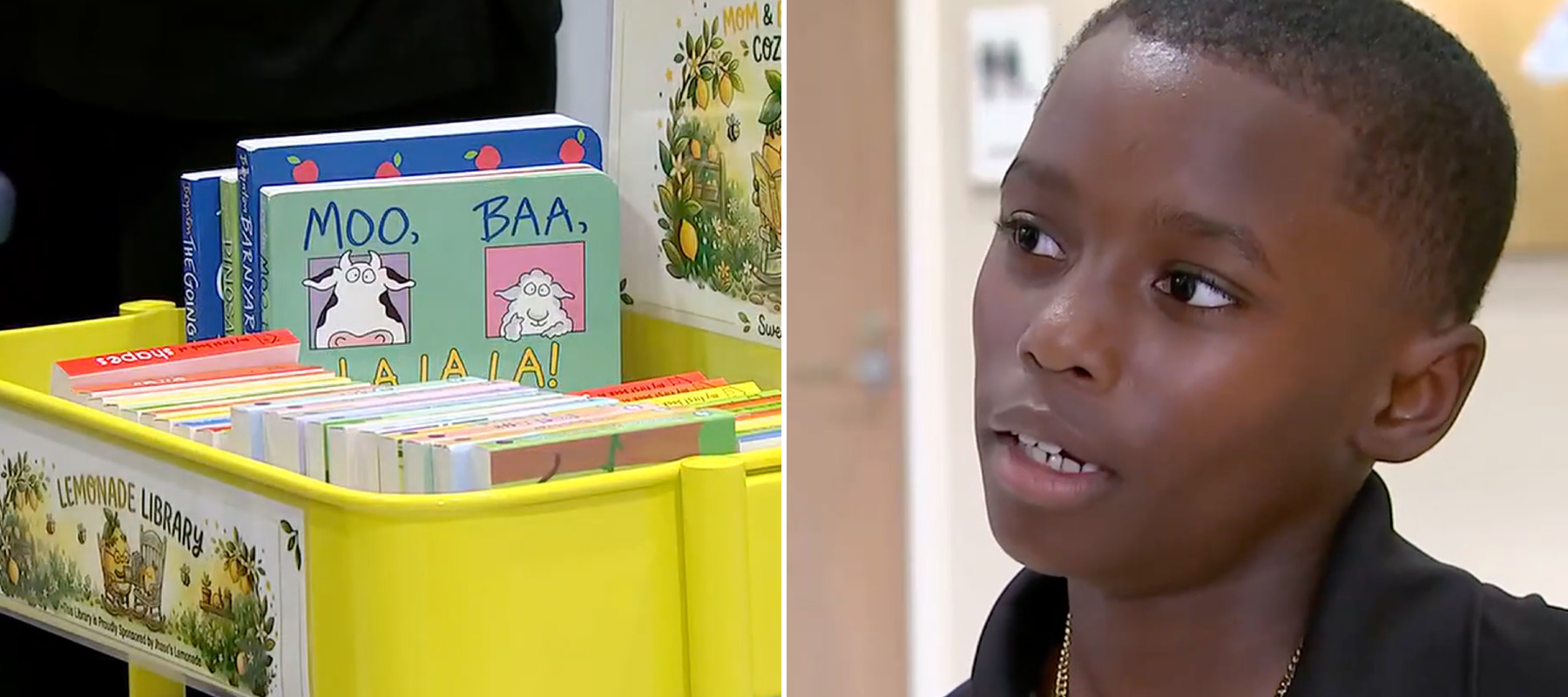 L: Book cart at hospital, R: Jhase Smith