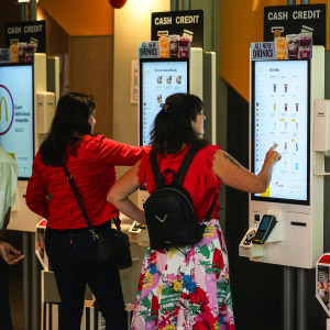 Customers placing their orders at McDonald's.