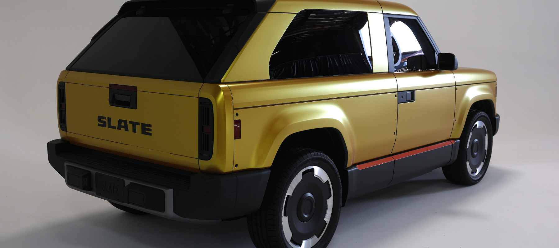 A Slate Auto SUV is displayed at the Slate Auto design studio on September 04, 2026.