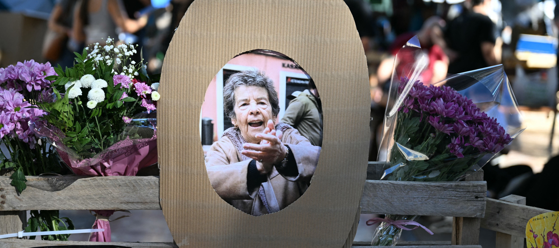 A portrait Maricarmen Abascal, 87, pictured during a memorial protest in her honor