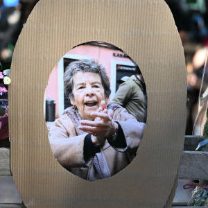 A portrait Maricarmen Abascal, 87, pictured during a memorial protest in her honor