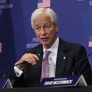 JPMorgan Chase CEO Jamie Dimom speaks at the Pennsylvania Defense and Innovation Summit.