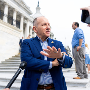 Rep. Lloyd Smucker, R-Pa., speaks to reporters on the House steps.