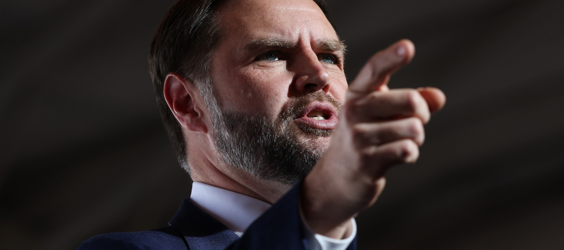 U.S. Vice President JD Vance speaks during a rally at the Allen County Regional Airport in Lima, Ohio.