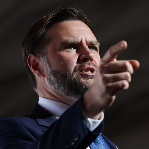 U.S. Vice President JD Vance speaks during a rally at the Allen County Regional Airport in Lima, Ohio.
