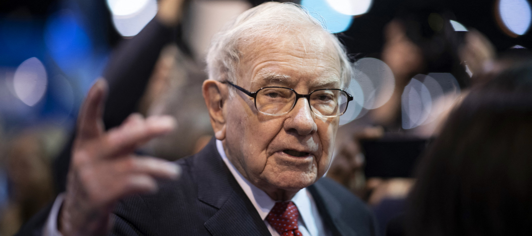 Warren Buffett, CEO of Berkshire Hathaway, speaks to the press in 2019.
