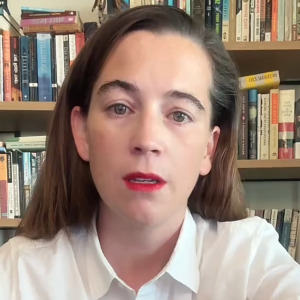 A split-panel photo of economist Kathryn Anne Edwards and a gas pump